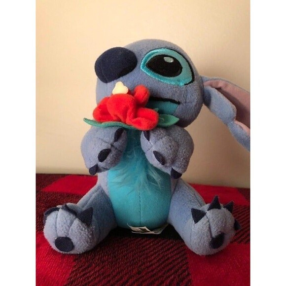 Sega Disney Stitch Lilo & Stitch Plush With Red Flower 7” Stuffed Animal - Picture 2 of 7